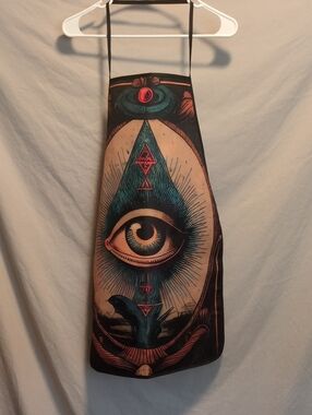 Mystic Eye Home Art Apron in Teal and Black